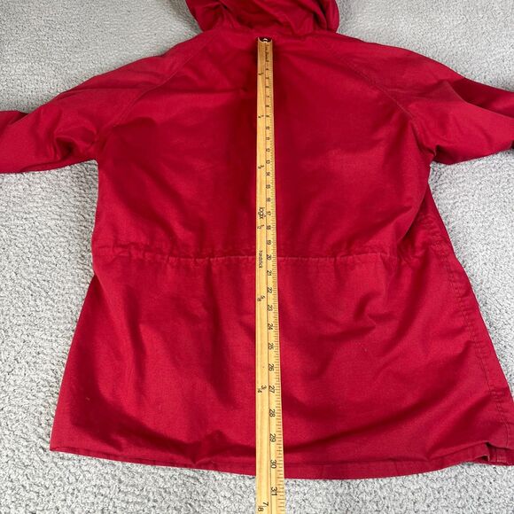 Eddie Bauer Jacket Mens Medium Red Wool Plaid Hood Lined Chore Barn Parka Coat - Picture 8 of 11